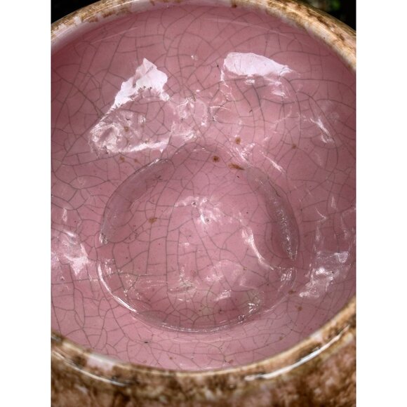 Vintage Frank Mareno California Pottery Planter Bowl Pink Brown Drip Glaze MCM - Picture 6 of 8